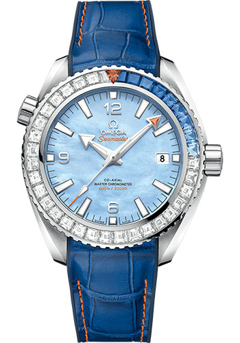 Omega Seamaster Planet Ocean 600M Co-Axial Master Chronometer Limited Edition of 88 Watch - 43.5 mm White Gold Case - Unidirectional Bezel - Blued Mother-Of-Pearl Dial - Blue Leather Strap