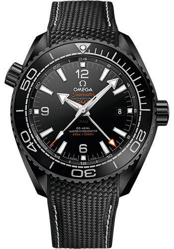 Omega Planet Ocean 600 M Omega Co-axial Master Chronometer GMT Deep Black Watch - 45.5 mm Black Ceramic Case - Unidirectional Bezel - Black Dial - Black Rubber Strap