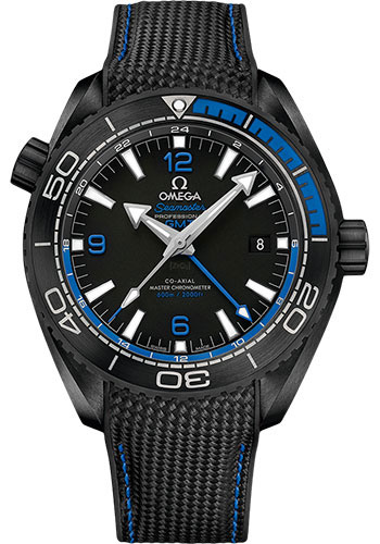 Omega Planet Ocean 600 M Omega Co-axial Master Chronometer GMT Deep Black Watch - 45.5 mm Black Ceramic Case - Unidirectional Bezel - Black Dial - Black Rubber Strap