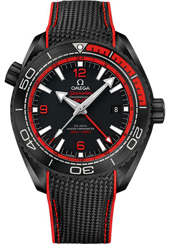Omega Planet Ocean 600 M Omega Co-axial Master Chronometer GMT Deep Black Watch - 45.5 mm Black Ceramic Case - Unidirectional Bezel - Black Dial - Black Rubber Strap