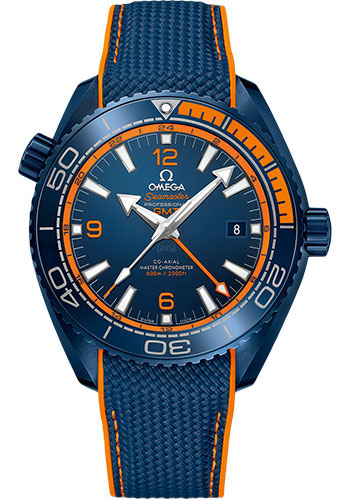 Omega Planet Ocean 600M Co-Axial Master Chronometer GMT Watch - 45.5 mm Blue Ceramic Case - Unidirectional Blue Ceramic Bezel - Blue Ceramic Dial - Blue Rubber Strap