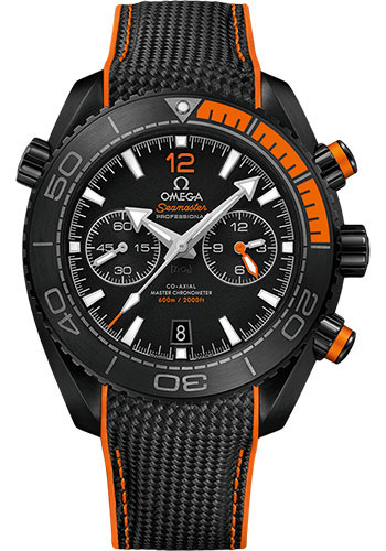 Omega Seamaster Planet Ocean 600M Co-Axial Master Chronometer Chronograph Deep Black Watch - 45.5 mm Black Ceramic Case - Unidirectional Bezel - Black Ceramic Dial - Black Rubber Strap
