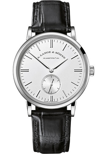 A. Lange & Söhne Saxonia Watch - 35mm White Gold Case - Argenté Dial - Black Strap