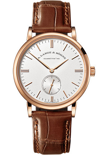 A. Lange & Söhne Saxonia Watch - 35mm Pink Gold Case - Argenté Dial - Reddish-Brown Strap