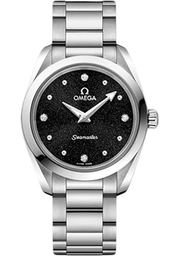 Omega Seamaster Aqua Terra 150M Quartz Watch - 28 mm Steel Case - Shimmer Black Diamond Dial