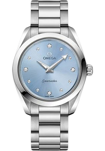 Omega Seamaster Aqua Terra 150M Quartz Watch - 28 mm Steel Case - Glossy Ice Blue Diamond Dial