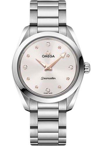 Omega Seamaster Aqua Terra 150M Quartz Watch - 28 mm Steel Case - Shimmer White Diamond Dial