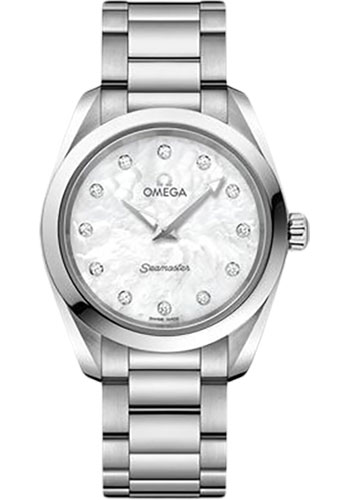 Omega Seamaster Aqua Terra 150M Quartz Watch - 28 mm Steel Case - White Mother-Of-Pearl Diamond Dial