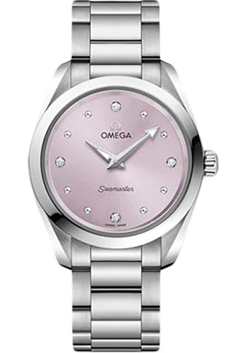 Omega Seamaster Aqua Terra 150M Quartz Watch - 28 mm Steel Case - Glossy Lilac Diamond Dial
