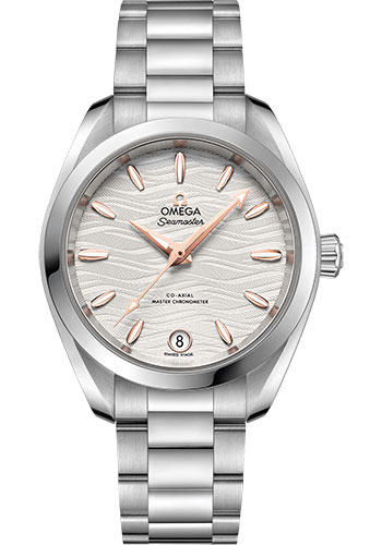 Omega Seamaster Aqua Terra 150M Co-Axial Master Chronometer Watch - 34 mm Steel Case - Waved Silvery Dial