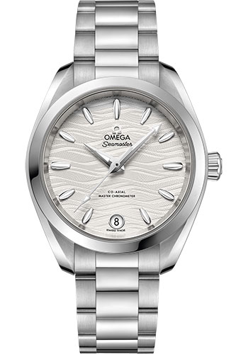 Omega Seamaster Aqua Terra 150M Co-Axial Master Chronometer Watch - 34 mm Steel Case - Waved Silvery Dial