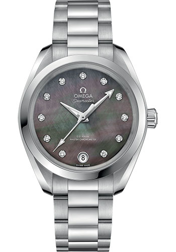 Omega Seamaster Aqua Terra 150M Co-Axial Master Chronometer Watch - 34 mm Steel Case - Tahiti Mother-Of-Pearl Diamond Dial