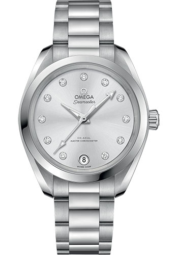 Omega Seamaster Aqua Terra 150M Co-Axial Master Chronometer Watch - 34 mm Steel Case - Glossy Skin-Tone Diamond Dial