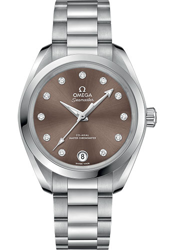 Omega Seamaster Aqua Terra 150M Co-Axial Master Chronometer Watch - 34 mm Steel Case - Shimmer Chestnut Diamond Dial