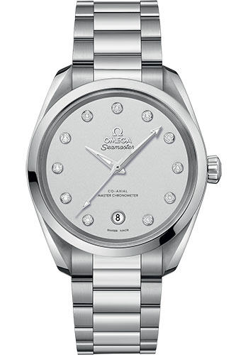 Omega Seamaster Aqua Terra 150M Co-Axial Master Chronometer Ladies Watch - 38 mm Steel Case - Silvery Diamond Dial