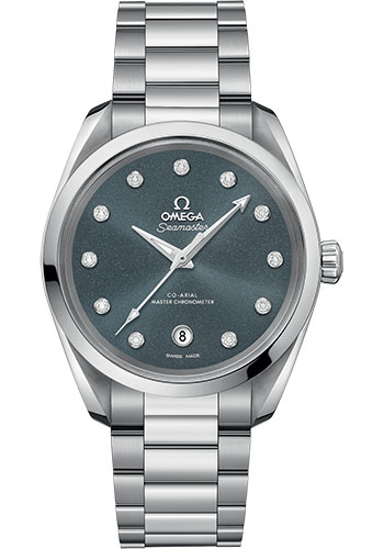 Omega Seamaster Aqua Terra 150M Co-Axial Master Chronometer Ladies Watch - 38 mm Steel Case - Shimmer Blue-Grey Diamond Dial