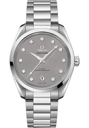 Omega Seamaster Aqua Terra 150M Co-Axial Master Chronometer Ladies Watch - 38 mm Steel Case - Shimmer Velvet-Grey Diamond Dial