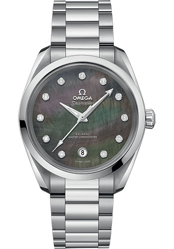 Omega Seamaster Aqua Terra 150M Co-Axial Master Chronometer Ladies Watch - 38 mm Steel Case - Tahiti Mother-Of-Pearl Diamond Dial