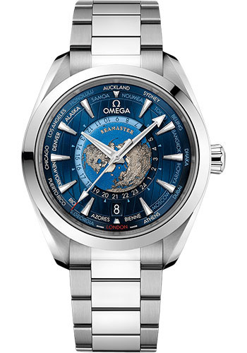 Omega Seamaster Aqua Terra 150M Omega Co-Axial Master Chronometer GMT Worldtimer - 43 mm Steel Case - Blue Dial