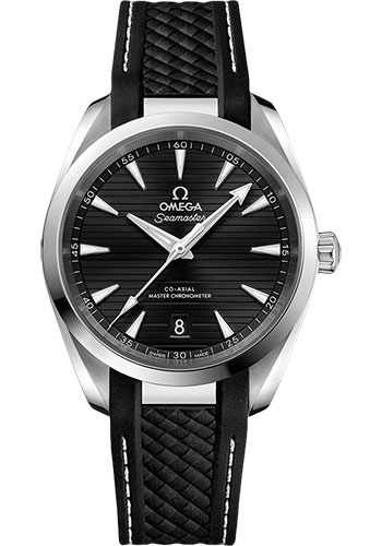 Omega Aqua Terra 150M Co-Axial Master Chronometer Watch - 38 mm Steel Case - Black Dial - Black Structured Rubber Strap