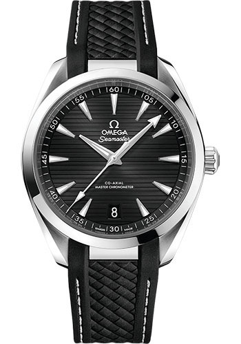 Omega Aqua Terra 150M Co-Axial Master Chronometer Watch - 41 mm Steel Case - Black Dial - Black Structured Rubber Strap