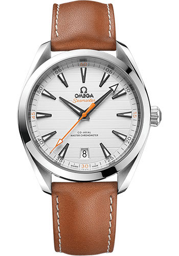 Omega Aqua Terra 150M Co-Axial Master Chronometer Watch - 41 mm Steel Case - Silvery Dial - Brown Leather Strap