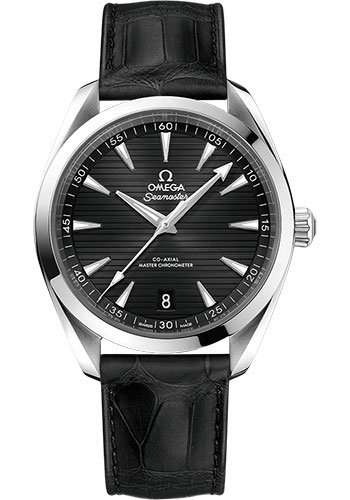 Omega Aqua Terra 150M Co-Axial Master Chronometer Watch - 41 mm Steel Case - Black Dial - Black Leather Strap