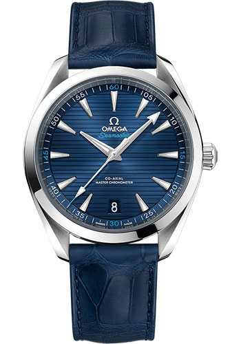 Omega Aqua Terra 150M Co-Axial Master Chronometer Watch - 41 mm Steel Case - Blue Dial - Blue Leather Strap