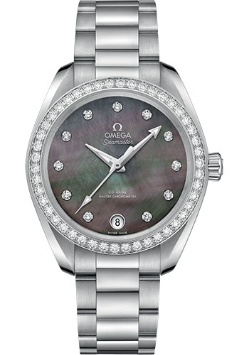 Omega Seamaster Aqua Terra 150M Co-Axial Master Chronometer Watch - 34 mm Steel Case - Tahiti Mother-Of-Pearl Diamond Dial