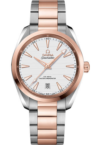 Omega Aqua Terra 150M Co-Axial Master Chronometer Watch - 38 mm Steel And Sedna Gold Case - Silvery Dial - Brushed And Polished Steel And Sedna Gold Bracelet