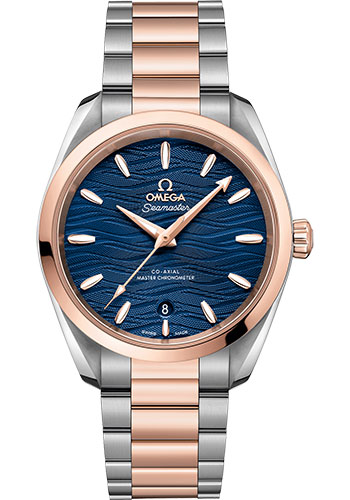 Omega Seamaster Aqua Terra 150M Co-Axial Master Chronometer Ladies Watch - 38 mm Steel And Sedna Gold Case - Waved Blue Dial