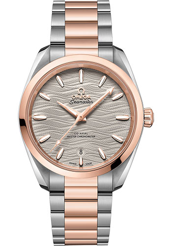 Omega Seamaster Aqua Terra 150M Co-Axial Master Chronometer Ladies Watch - 38 mm Steel And Sedna Gold Case - Waved Agate Grey Dial