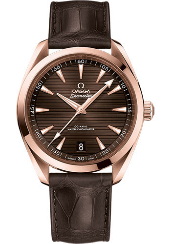 Omega Aqua Terra 150M Co-Axial Master Chronometer Watch - 41 mm Sedna Gold Case - Brown Dial - Brown Leather Strap