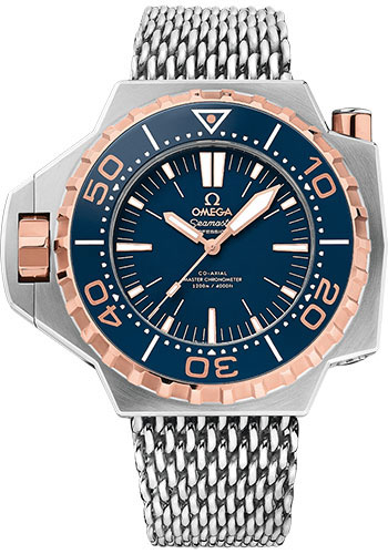Omega Seamaster Ploprof 1200M Omega Co-Axial Master Chronometer - 55 x 48 mm Titanium And Sedna Gold Case - Blue Lacquered Dial - Titanium Bracelet