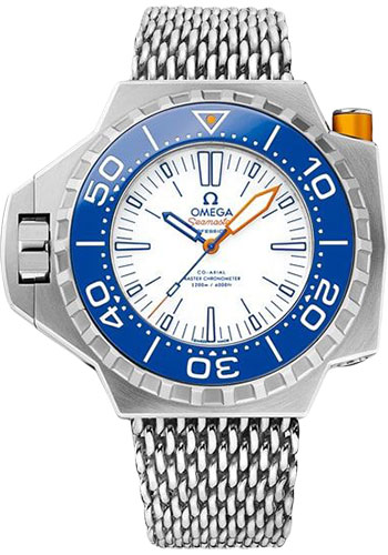 Omega Seamaster Ploprof 1200M Co-Axial Master Chronometer Watch - 55 x 48 mm Titanium Case - Bi-Directional Bezel - White Dial - An Additional Electric Blue Rubber Strap