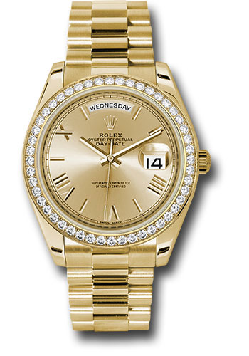 Rolex Yellow Gold Day-Date 40 Watch -  Bezel - Champagne Bevelled Roman Dial - President Bracelet