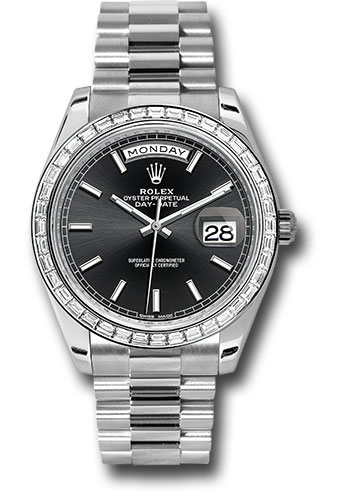 Rolex 950 Platinum Day-Date 40 Watch -  Bezel - Black Index Dial - President Bracelet
