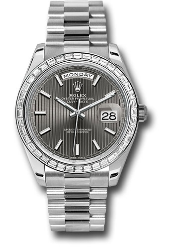 Rolex 950 Platinum Day-Date 40 Watch -  Bezel - Dark Rhodium Index Dial - President Bracelet