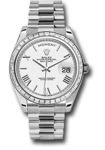 Rolex 950 Platinum Day-Date 40 Watch -  Bezel - White Bevelled Roman Dial - President Bracelet