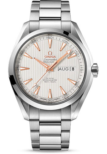 Omega Seamaster Aqua Terra Co-Axial Annual Calendar Watch - 43 mm Steel Case - Teak-Silver Dial