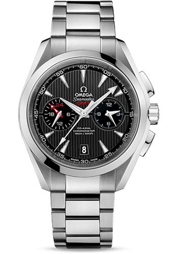 Omega Seamaster Aqua Terra 150 M Co-Axial GMT Chronograph 43 mm Watch - 43 mm Steel Case - Grey Dial