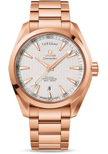 Omega Seamaster Aqua Terra Co-Axial Day-Date Watch - 41.5 mm Red Gold Case - Teak-Silver Dial