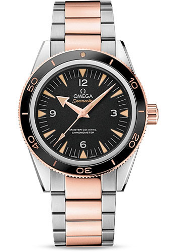 Omega Seamaster 300 Omega Master Co-Axial Watch - 41 mm Steel And Sedna Gold Case - Unidirectional Sedna Gold Bezel - Black Dial