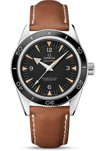 Omega Seamaster 300 Omega Master Co-Axial Watch - 41 mm Steel Case - Black Dial - Brown Leather Strap