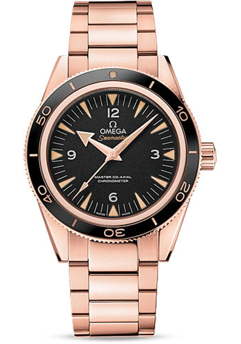Omega Seamaster 300 Omega Master Co-Axial Watch - 41 mm Brushed And Polished Sedna Gold Case - Unidirectional Sedna Gold Bezel - Black Dial
