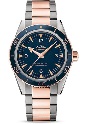 Omega Seamaster 300 Omega Master Co-Axial Watch - 41 mm Grade 5 Titanium And Sedna Gold Case - Unidirectional Sedna Gold Bezel - Blue Dial