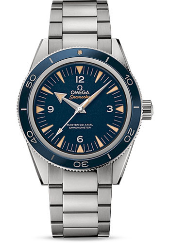 Omega Seamaster 300 Omega Master Co-Axial Watch - 41 mm Brushed And Polished Grade 5 Titanium Case - Unidirectional Bezel - Blue Dial - Brushed And Polished Titanium Bracelet