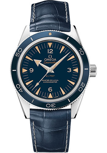 Omega Seamaster 300 Omega Master Co-Axial - 41 mm Platinum Case - Blue Enamel Dial - Blue Leather Strap Limited Edition of 757