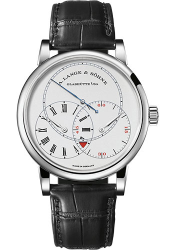 A. Lange & Söhne Richard Lange Jumping Seconds - 39.9mm Platinum Case - Rhodié Dial - Black Strap