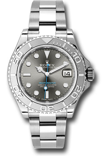Rolex Steel and Platinum Rolesium Yacht-Master 37 Watch - Dark Rhodium Dial